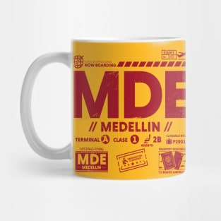 Vintage Medellin MDE Airport Code Travel Day Retro Travel Tag B Mug